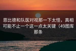 恩比德和队医对视那一下太怪，真相可能不止一个这一点太关键（49图库那条