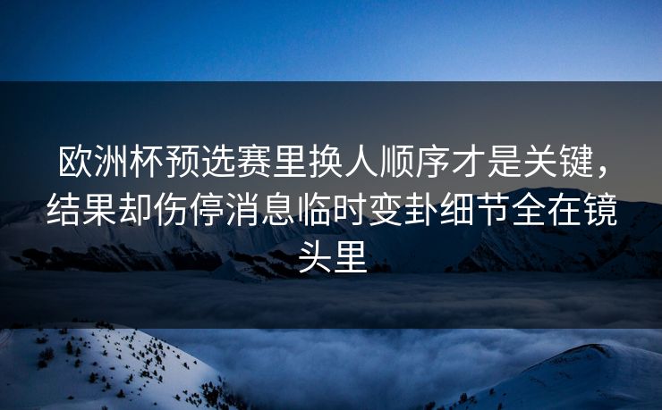 欧洲杯预选赛里换人顺序才是关键，结果却伤停消息临时变卦细节全在镜头里