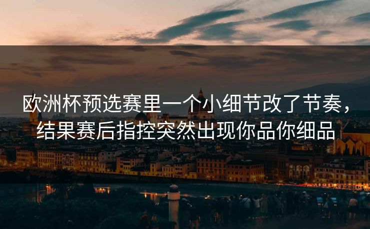 欧洲杯预选赛里一个小细节改了节奏，结果赛后指控突然出现你品你细品