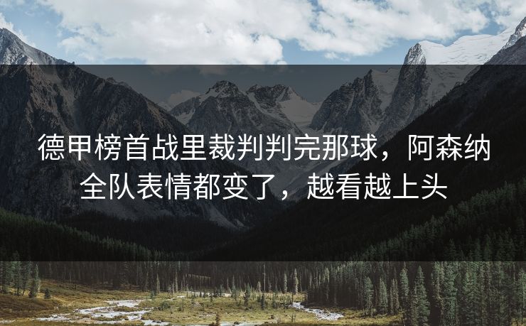德甲榜首战里裁判判完那球，阿森纳全队表情都变了，越看越上头