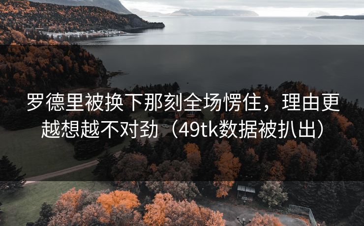 罗德里被换下那刻全场愣住，理由更越想越不对劲（49tk数据被扒出）