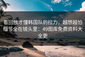 看回放才懂韩国队的拉力，越想越怕细节全在镜头里：49图库免费资料大全更