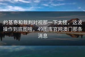 约基奇和裁判对视那一下太怪，这波操作到底图啥，49图库官网澳门那条消息