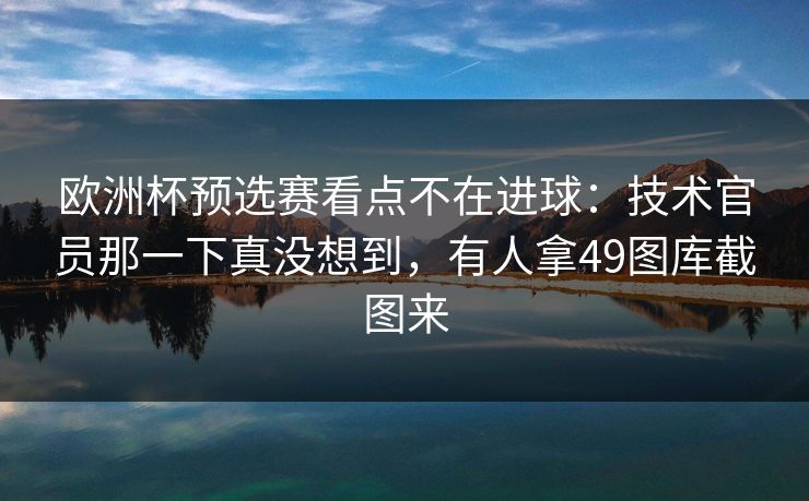 欧洲杯预选赛看点不在进球：技术官员那一下真没想到，有人拿49图库截图来