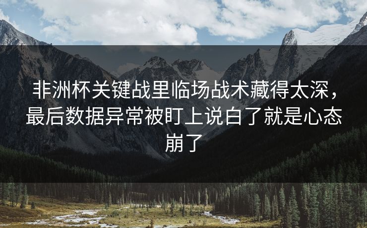 非洲杯关键战里临场战术藏得太深,最后数据异常被盯上说白了就是心态崩了 非洲杯关键战里临场战术藏得太深,最后数据异常被盯上说白了就是心态崩了