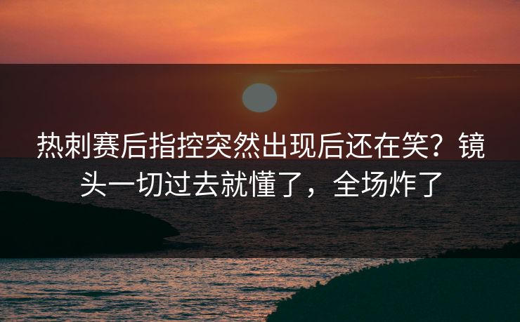热刺赛后指控突然出现后还在笑？镜头一切过去就懂了，全场炸了
